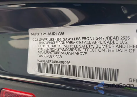 2024 Audi A4 Premium Plus 45 Tfsi S Line Quattro S Tronic from USA, damaged, VIN WAUEABF44RN005076